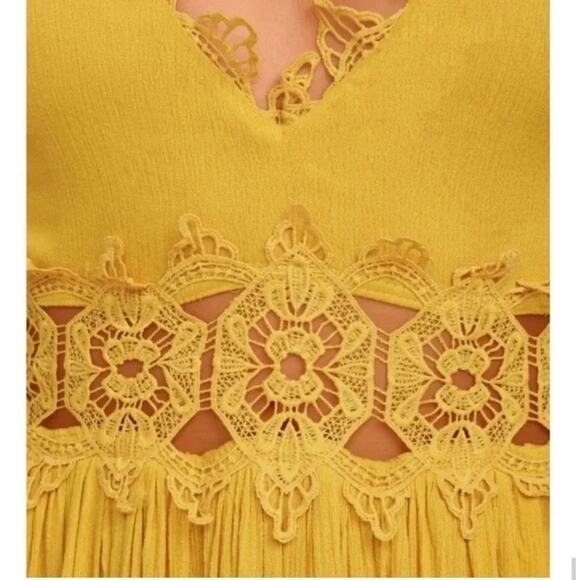 Lulu's Small This Love Mustard Yellow Lace Maxi Dress Size S - Picture 4 of 14